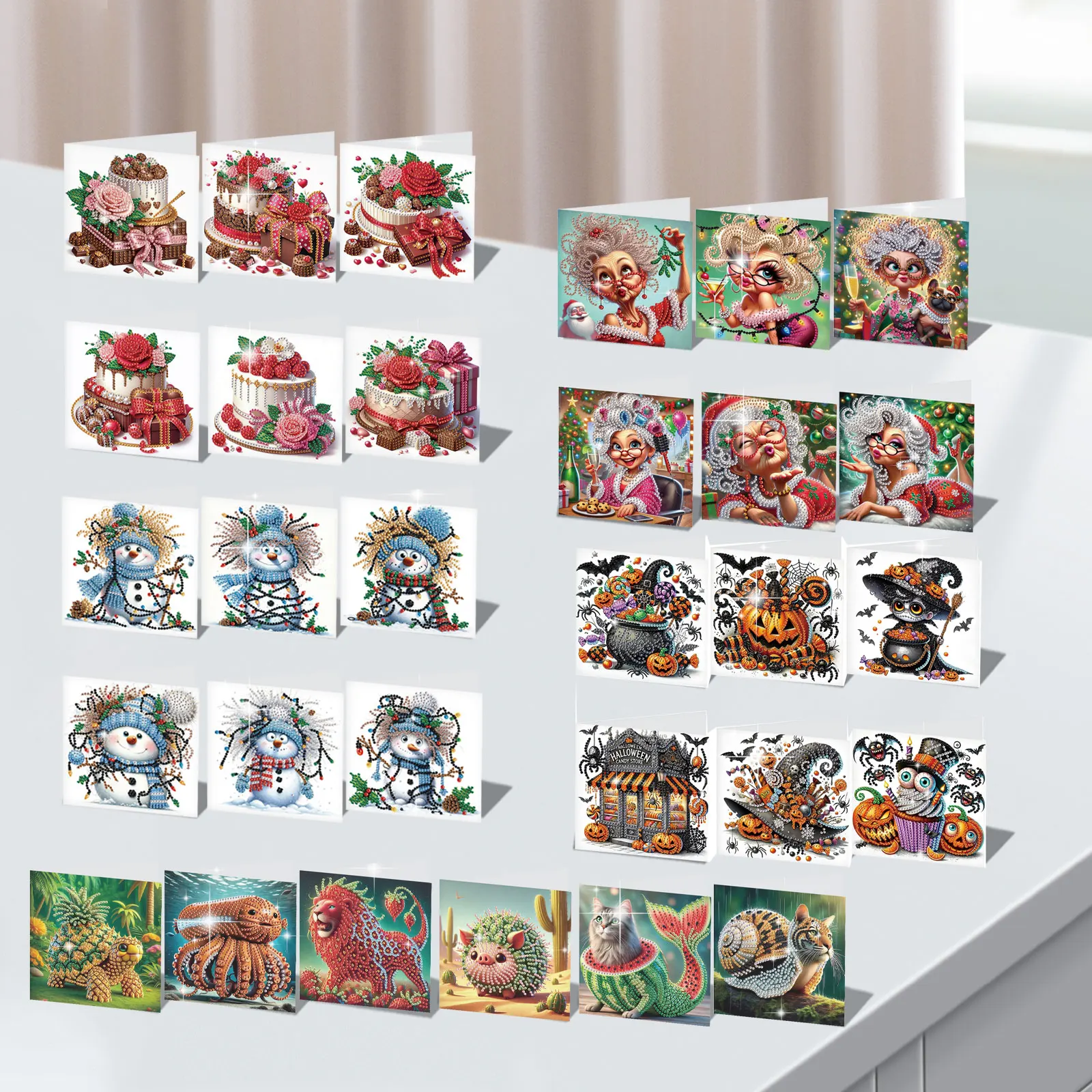6Pcs Diamond Art Painting Greeting Cards Kits,Festival theme Greeting Cards with Envelopes Diamond Art Craft Birthday Cards Gift