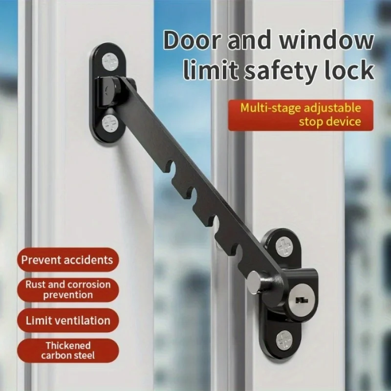 Kindersicherung, innere Fensterbegrenzer aus Metall, Riegelpositionsstopper, 5-stufig verstellbar, Windowlock-Stopper, winddichter Fixierer