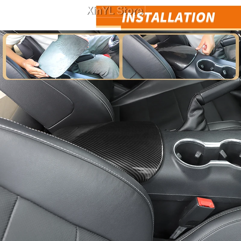 ABS Center Console Armrest Box Decoration Cover Panel for Ford Mustang 2015 2016 2017 2018 2019 2020-2026 Interior Accessories