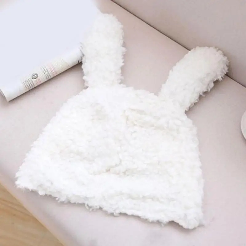

Cartoon Bunny Rabbit Ears Faux Fleece Plush Hat Fuzzy Warm Animal Earflap Cap