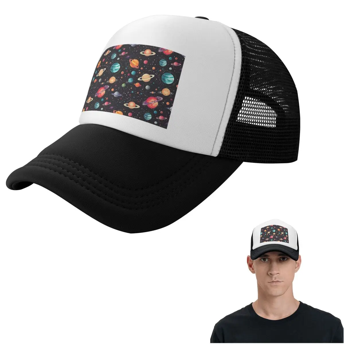 Solar System Space Planets UniverseCap Casual Mesh Baseball Caps Adjustable Hat Hip Hop Summer Unisex Baseball Hats