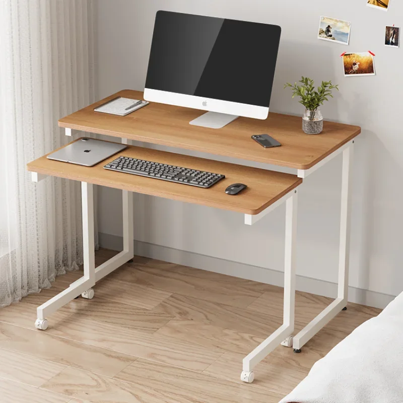 Mobile computer desk Household table Simple bedside table Double layer