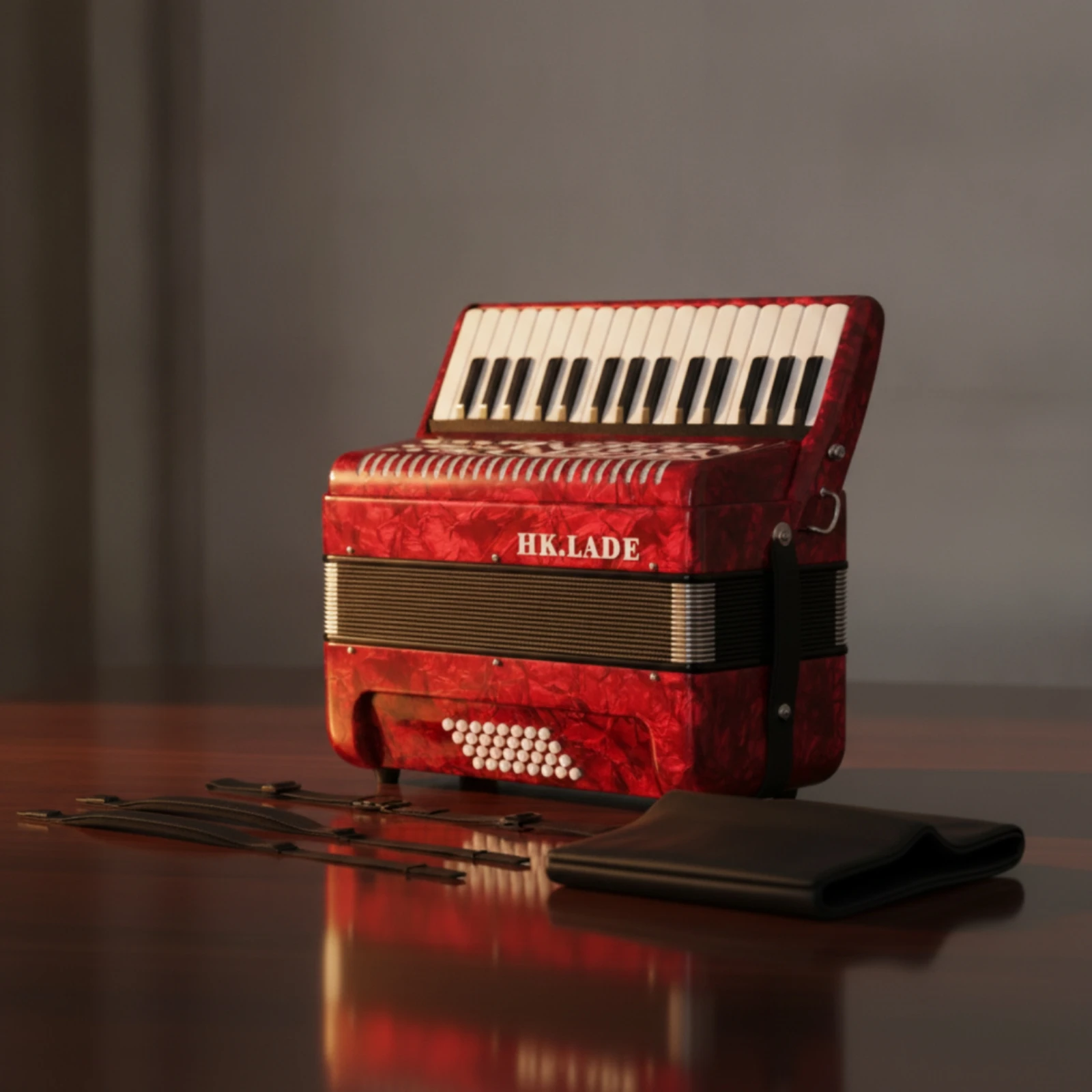 Piano Accordion Wooden Keyboard Accordion Instrument Portable Comfortable for Beginners, Music Lessons, Rehearsals