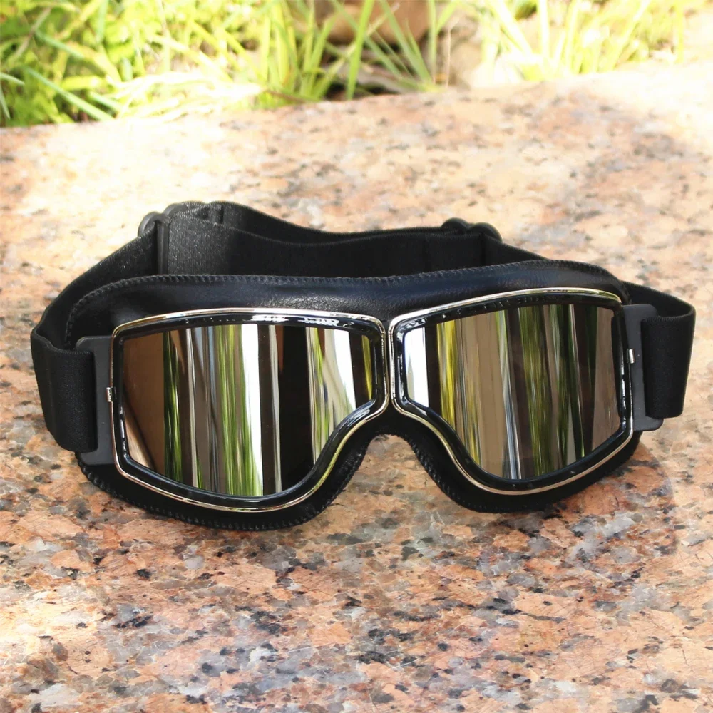 

Best Selling Vintage Goggles Motorcycle Leather Goggles Glasses Cruiser Folding Goggles Newest Sunglasses Motocross Safety Scvcn