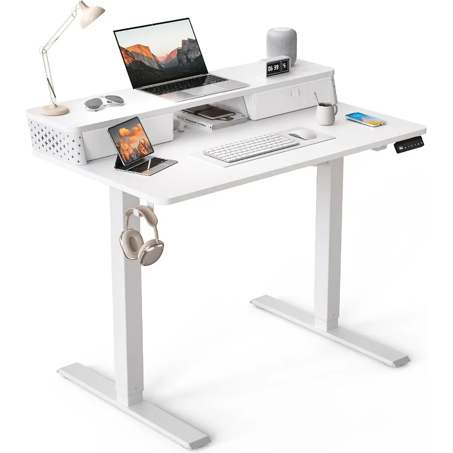 40x 24 Standing Desk with Drawers Easy Assembly Design Small Adjustable Height Sit Stand Up Desk Home Office Table with CClamp