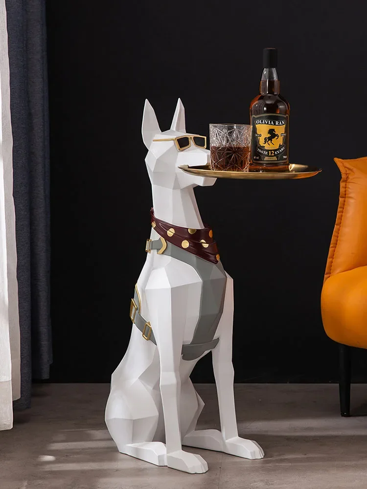 Home Decorations Doberman Dog Statue Room Decoration Large Floor ornaments Resin Sculptures Creative Home Accessories Side table