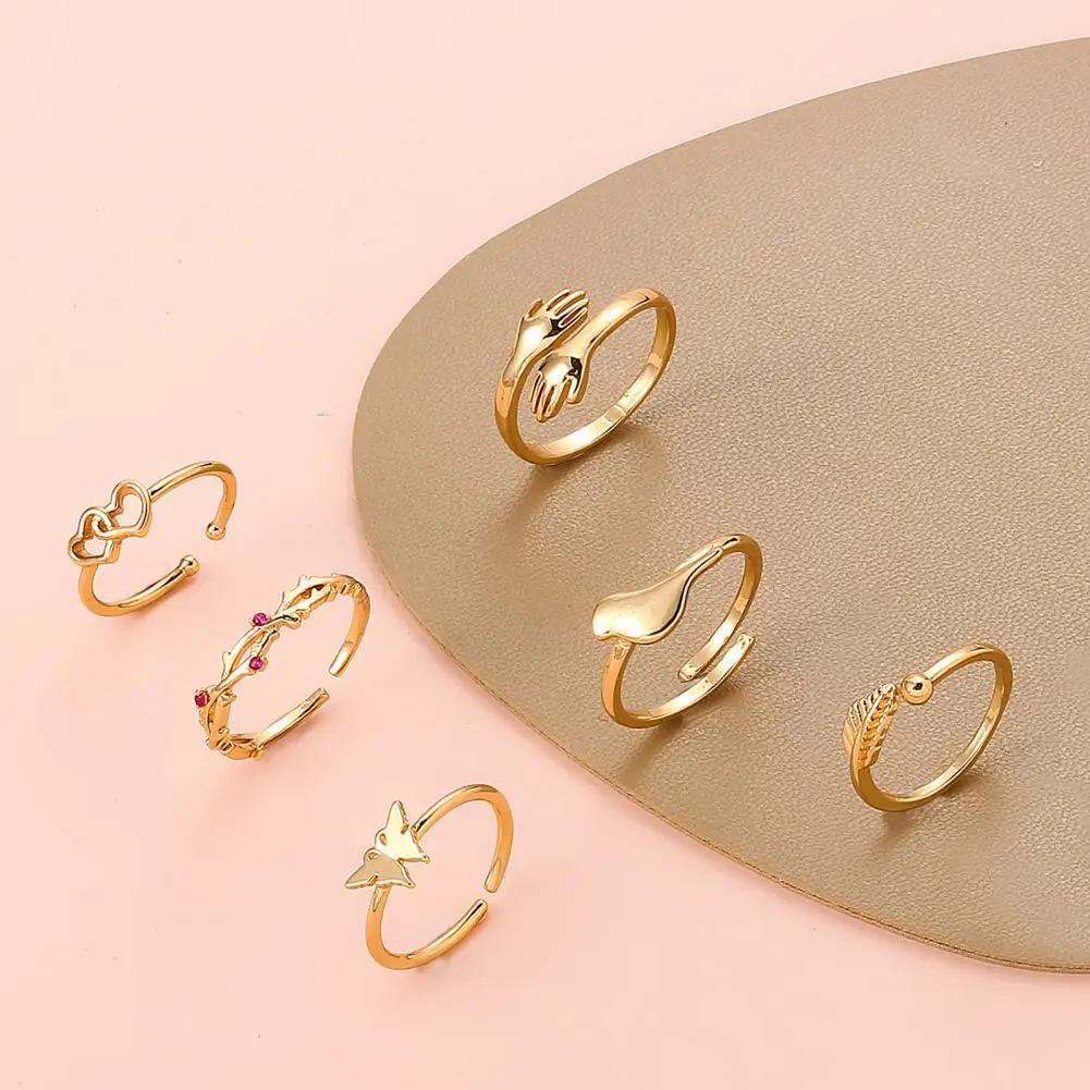 Female 6Pcs Stylish Adjustable Smooth Surface Toe Rings Accessory Party Toe Rings Leaf   Jewelry Accessories