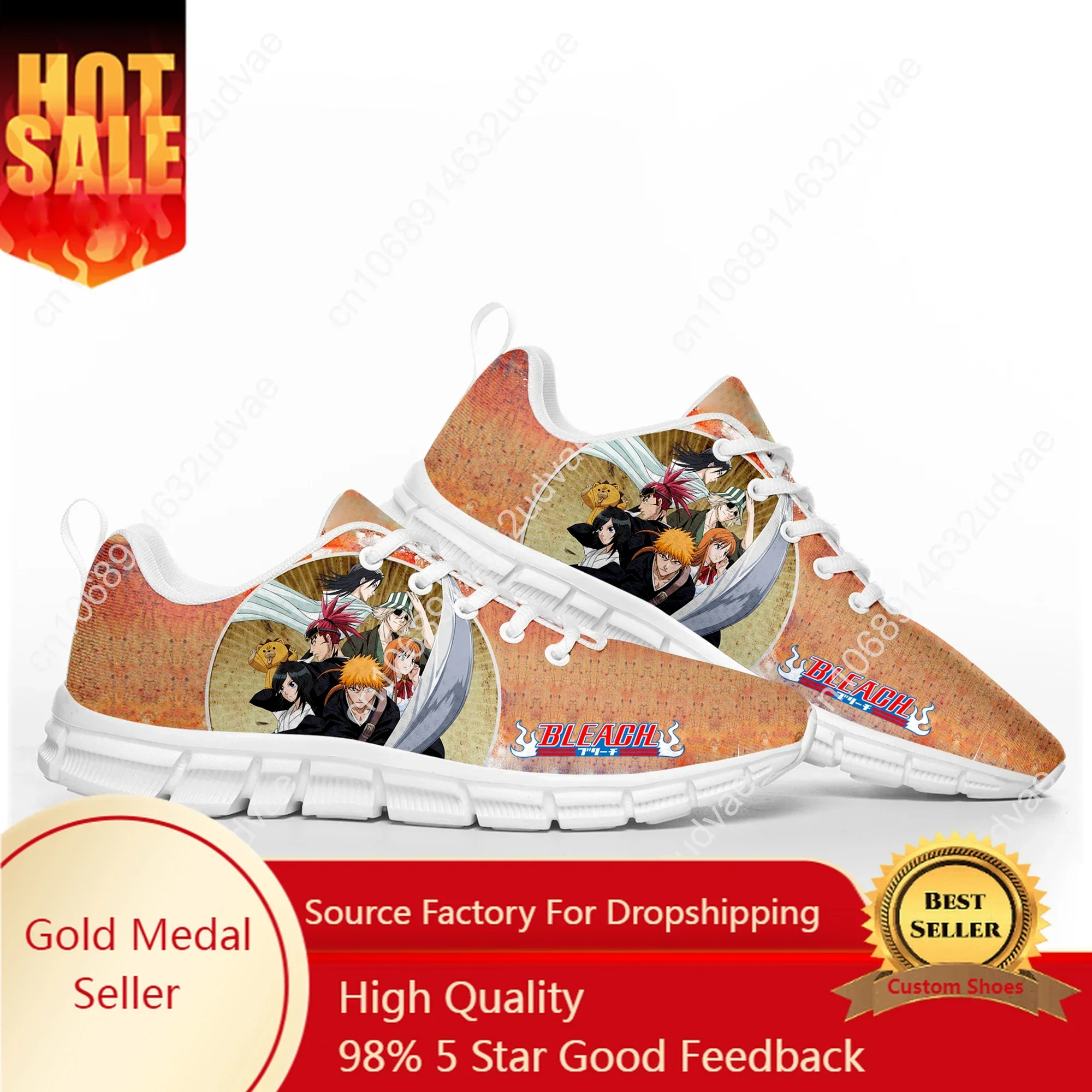 Bleach Kurosaki Ichigo Sports Shoes Mens Womens Teenager Kids Children Sneakers Custom High Quality Sneaker Couple White Shoe