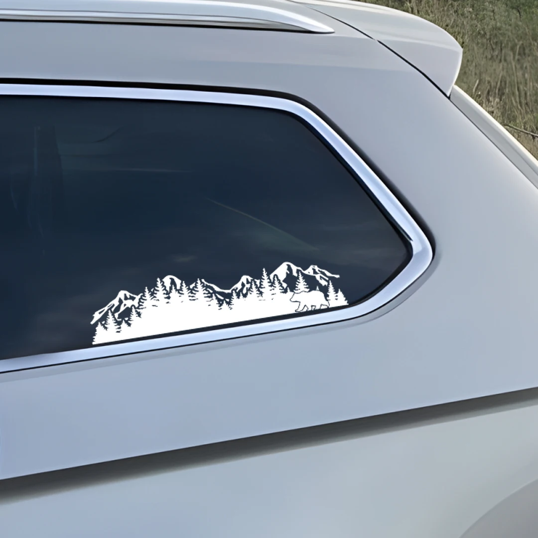 ملصق ذيل السيارة المزخرف للغابات والدب ، شعار السيارة ، ملصق الفينيل الرسومي ، الشارات لسياراتك ، سيارات الرباعي ، الشاحنات