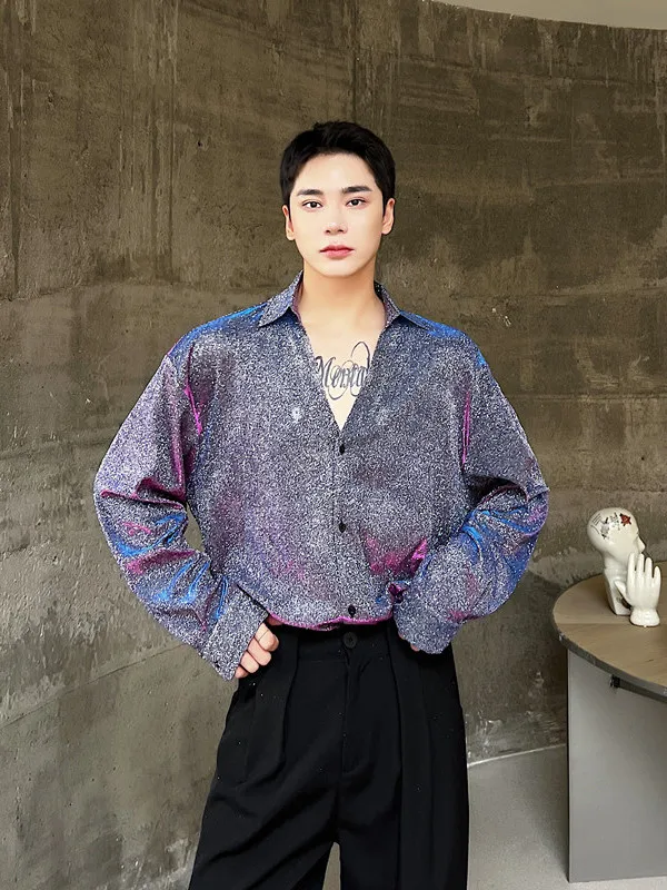 

Long Sve Polarized Color Changing irt Sparkling Fi Girl Stage Performance Club Night Outfits Youth Faion Loose Fit S...