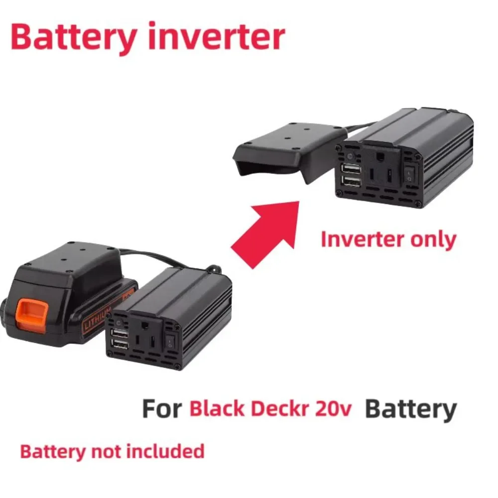 Compatible Dewalt Inverter 110v Converter Portable Power For Black Deckr 20V Lithium Battery With USB Adapter（Tools Only）