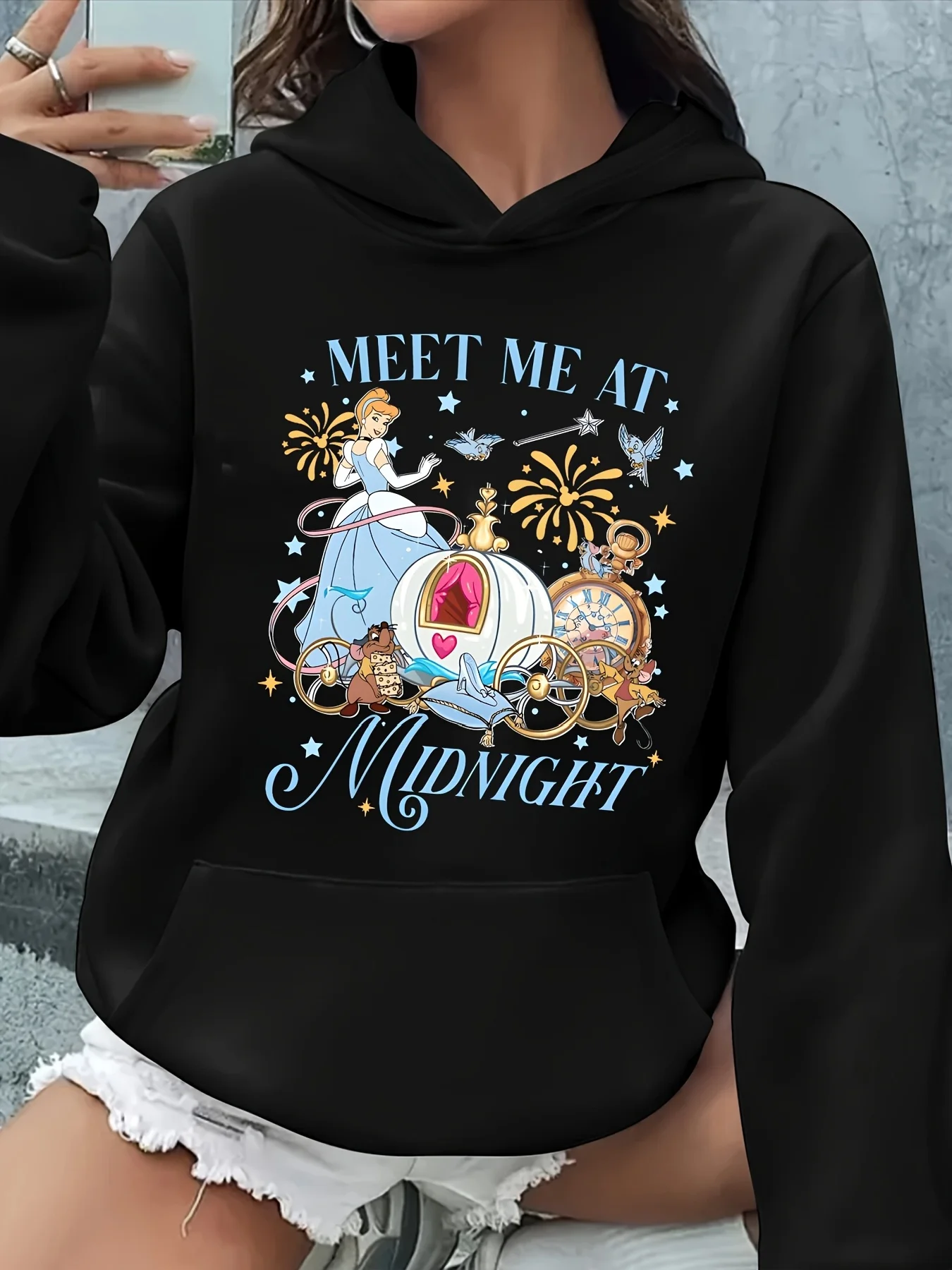 

Женская официальная толстовка с капюшоном Disney Midnight Encounter, стеклянная карета Золушки, мягкий дышащий пуловер, толстовка для вечеринки принцессы