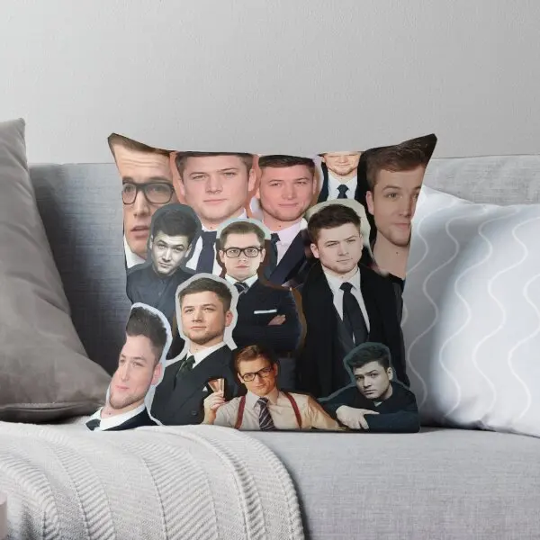 

Taron Egerton Printing Throw Pillow Cover Square Soft Waist Comfort Home Cushion Throw Decorative Pillows not include One Side