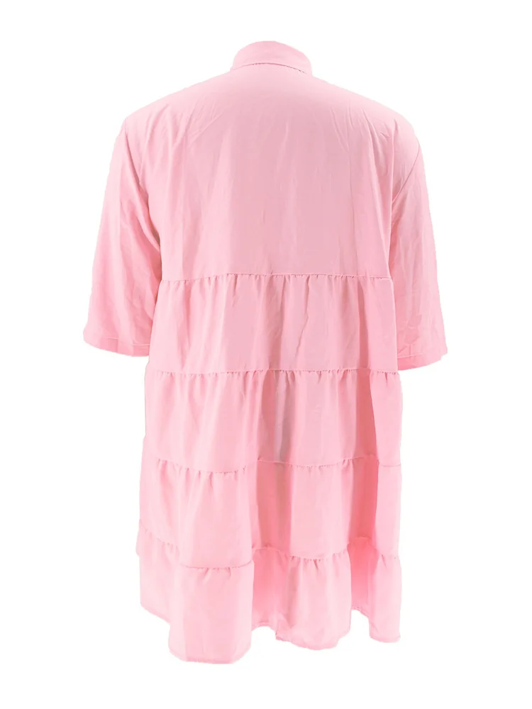 여성을위한 Wmstar 플러스 사이즈 드레스 캐주얼 Loosse 솔리드 ​​우아한 휴일 여름 의류 미니 드레스 도매 Dropshipping 2025