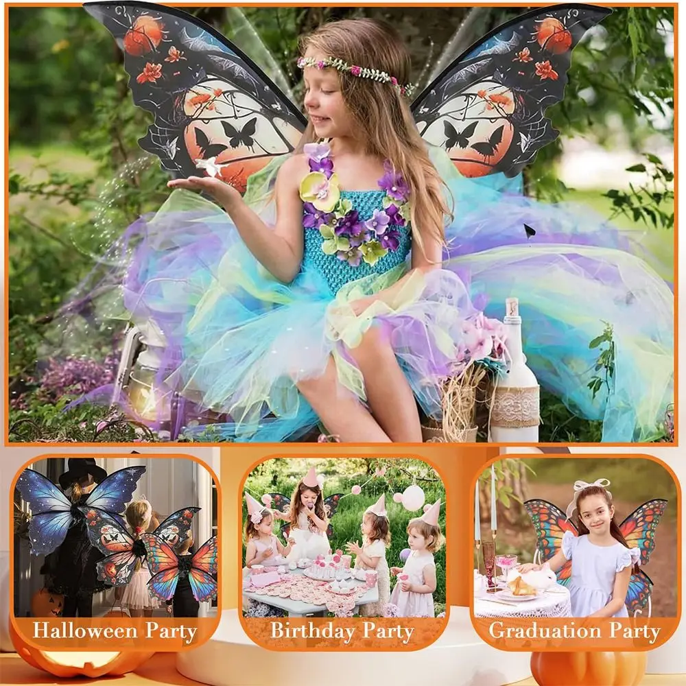 Novel Halloween Costume Fairy Wings Dress-Up Stage Performance Simulation Butterfly Wings Gift Party Props for Women Girls