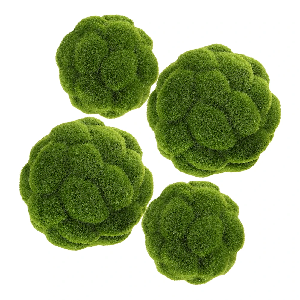 

4pcs Simulated Moss Ball Artificial Decorative Balls for Centerpiece Bowls Faux Hanging Plants Basket Green Garden Spheres