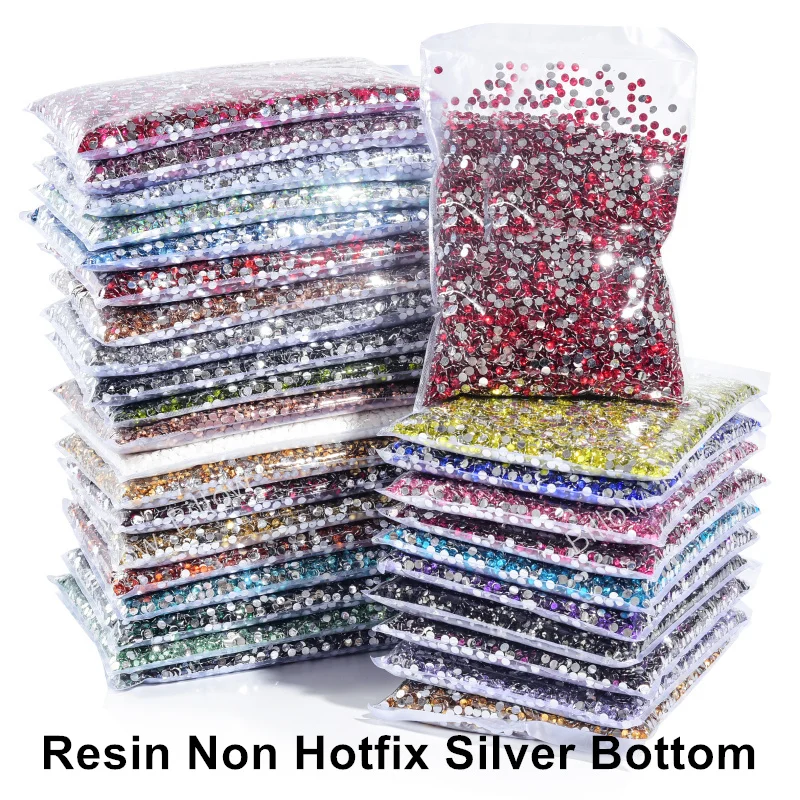 Wholesale in Bulk Resin Glitter Non Hotfix Rhinestones Strass стразы DIY Nails Crystals Diamond for Nail Charms Dress Vestidos