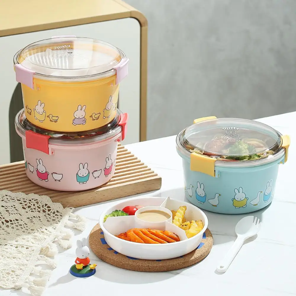 

Miffy круглый ланч-бокс аниме милый мультфильм из нержавеющей стали простой креативный большой емкости Kawaii ланч-бокс посуда домашний подарок