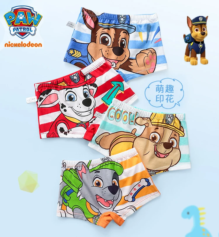 4PCS/Set 100% Genuine Paw Patrol KID\'s Printed Underpants Chase Rocky Marshall Rubble Briefs Underwear Boys Girls Birthday Gift