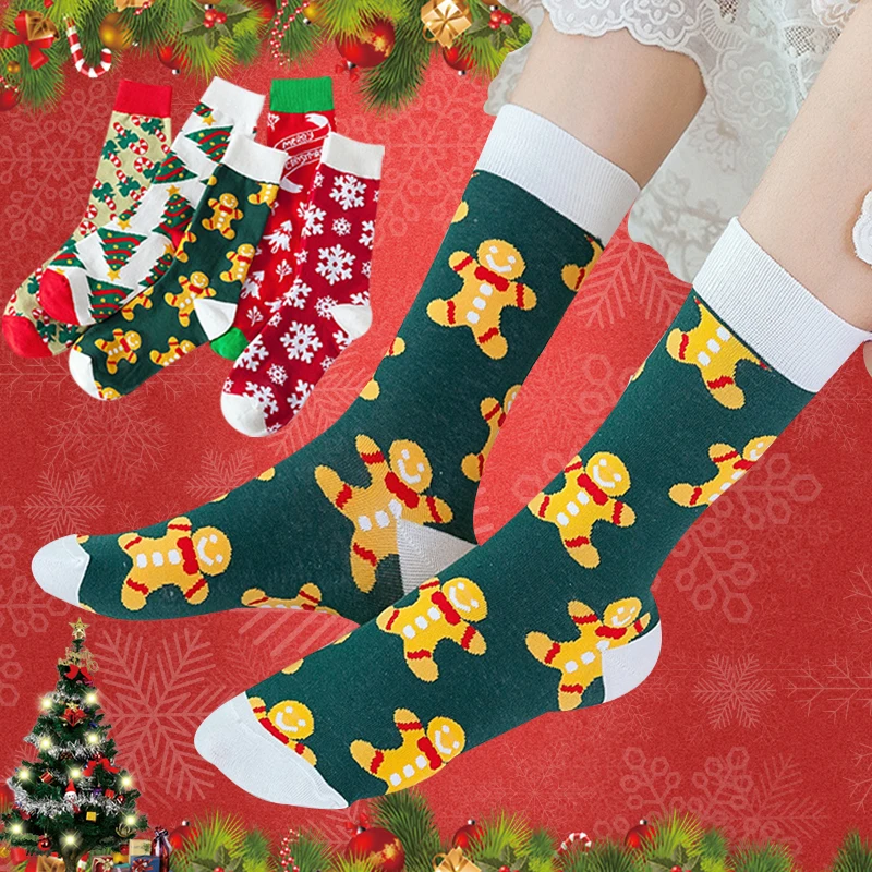 

Christmas Red Socks Men Women Couples Keep Warm Winter Cute Funny Festive Colorful Street Fashion Trend Cotton Long Printed Sock