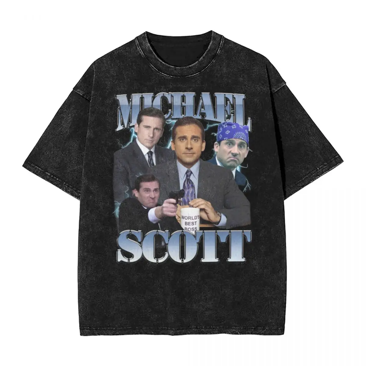 Michael Scott 90s Washed T Shirts Streetwear Hip Hop Fashion T-Shirts The Office Tv show Tees Tops Men Women Oversize Summer