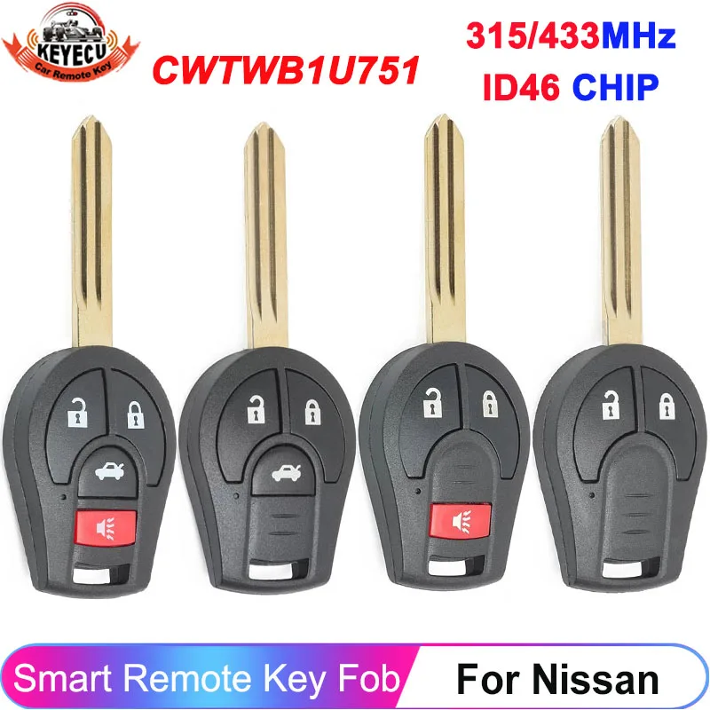 

315/433MHz For Nissan Sylphy Cube Juke Rogue Micra Qashqai Altima Maxima Sentra Versa Transmiter 46 Chip CWTWB1U751 Remote Key