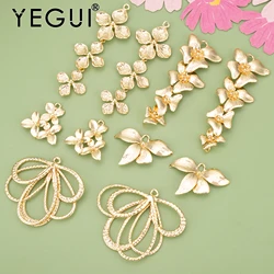 YEGUI MD67,jewelry accessories,18k gold rhodium plated,copper,flower shape,charms,diy pendants,jewelry making,6pcs/lot