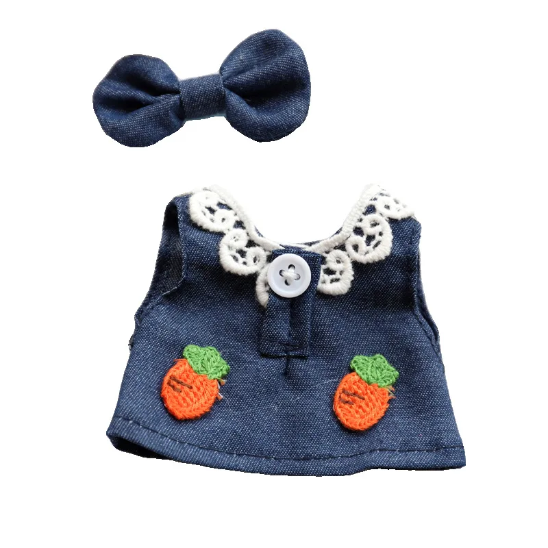 

Spot 15CM 17CM Labubu Denim Skirt Casual Set Vinyl Macaron Blind Box Labubu Replacement Top Pants Boys and Girls Gift Plush Toy