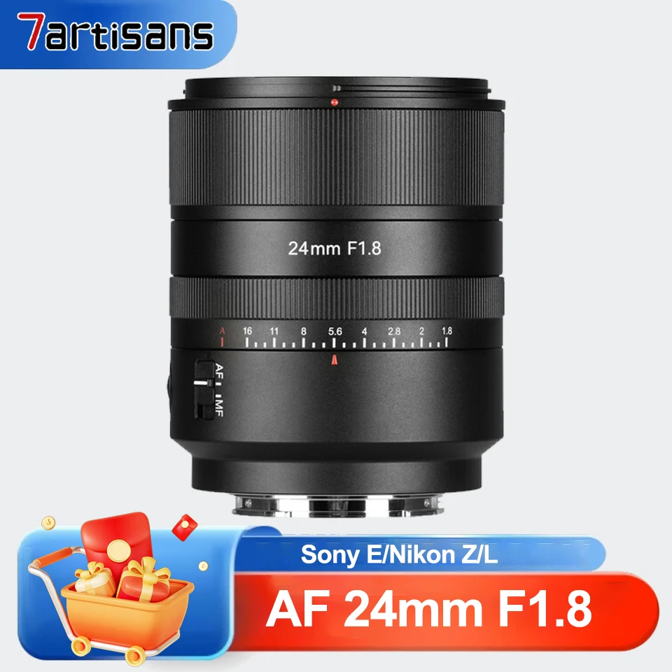 

7Artisans AF 24mm F1.8 Wide Angle Full Frame Auto Focus Lens Large Aperture Prime Lens for Sony E Nikon Z and L mount