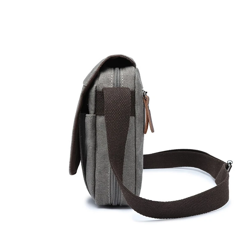 Nesitu High Quality Vintage Casual Black Coffee Khaki Blue Green Grey Durable Canvas Women Men Shoulder Messenger Bag M6437 view 3