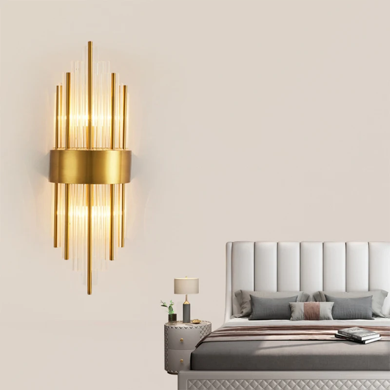 

Modern Gold Crystal Wall Lights Bedside For Bedroom Living Room Home Decoration LED Sconce Bathroom Indoor Fixtures