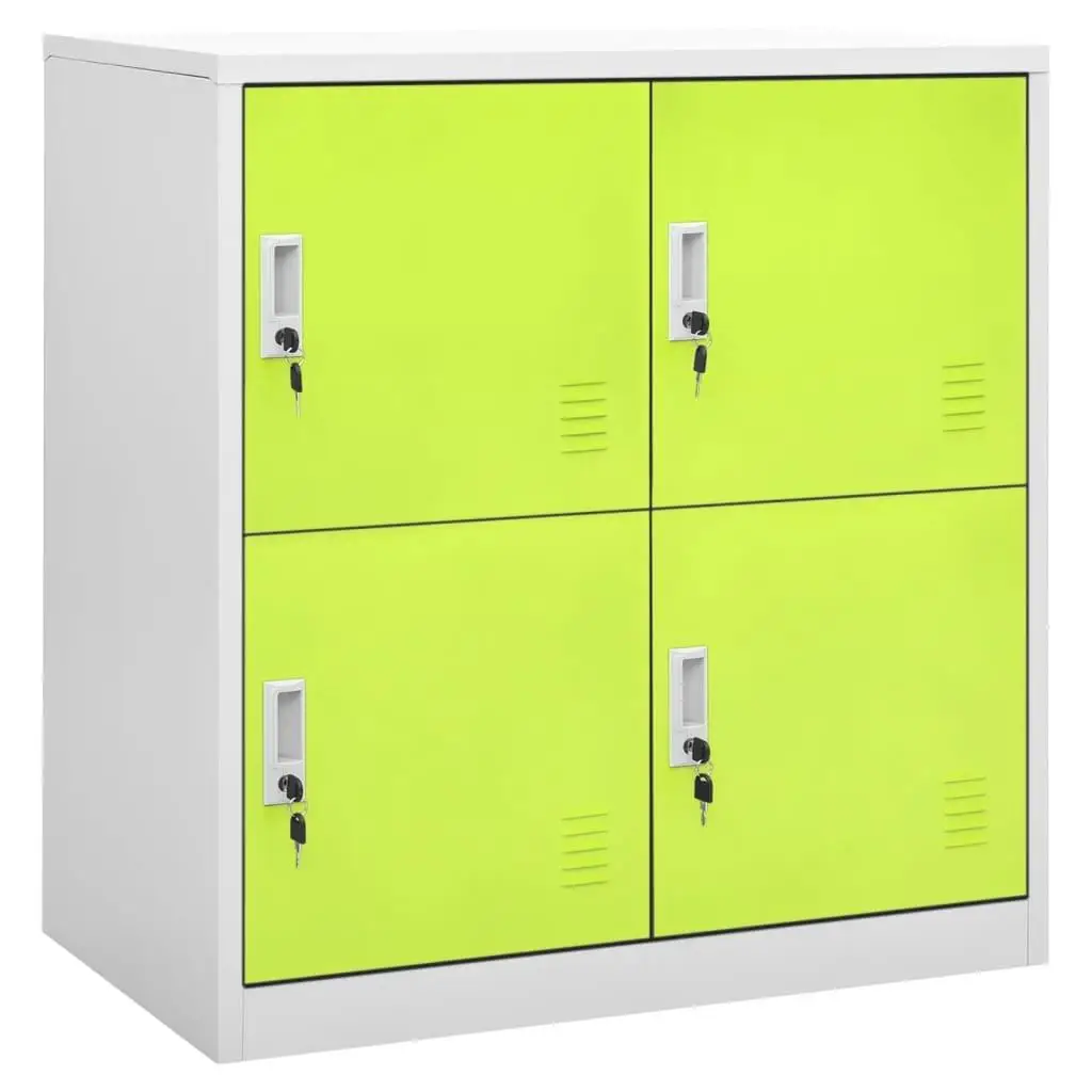 Light Gray & Green Locker Cabinet - 35.4x17.7x36.4 Steel Storage Solution