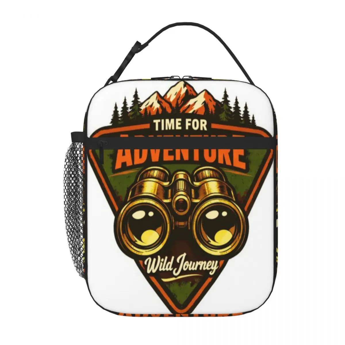 Hot Sale Time For Adventure Wild Journey Badge Design Graphic Lunch Tote Rv Travel Kids Lunch Bag