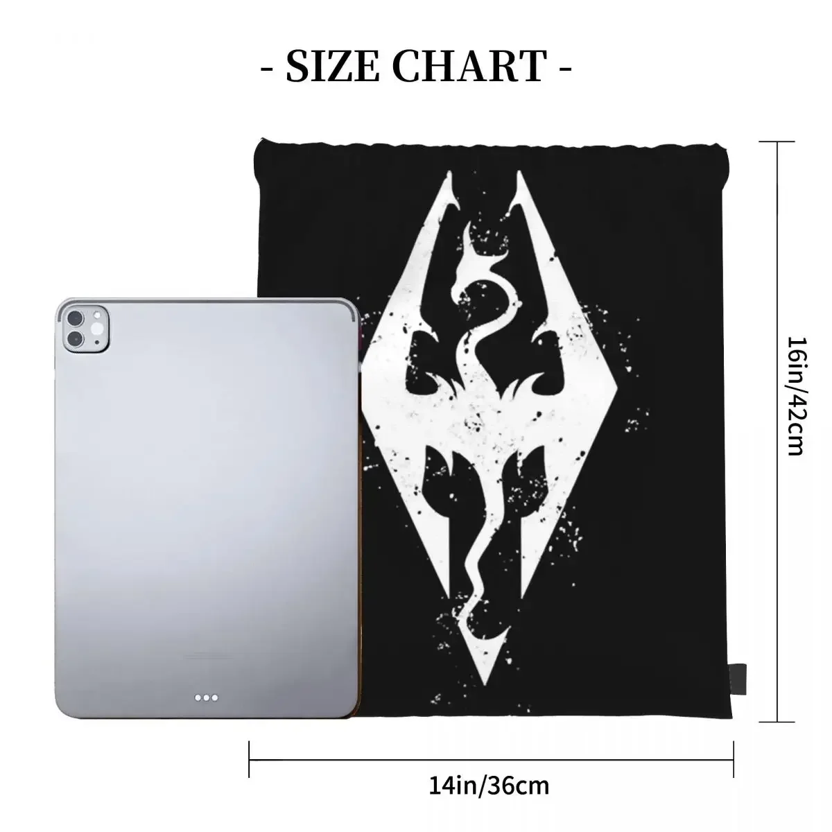 Logo Of Skyrim Perfect Gift Active Backpacks Drawstring Bags Drawstring Bundle Pocket Sports Bag BookBag For Man Woman School