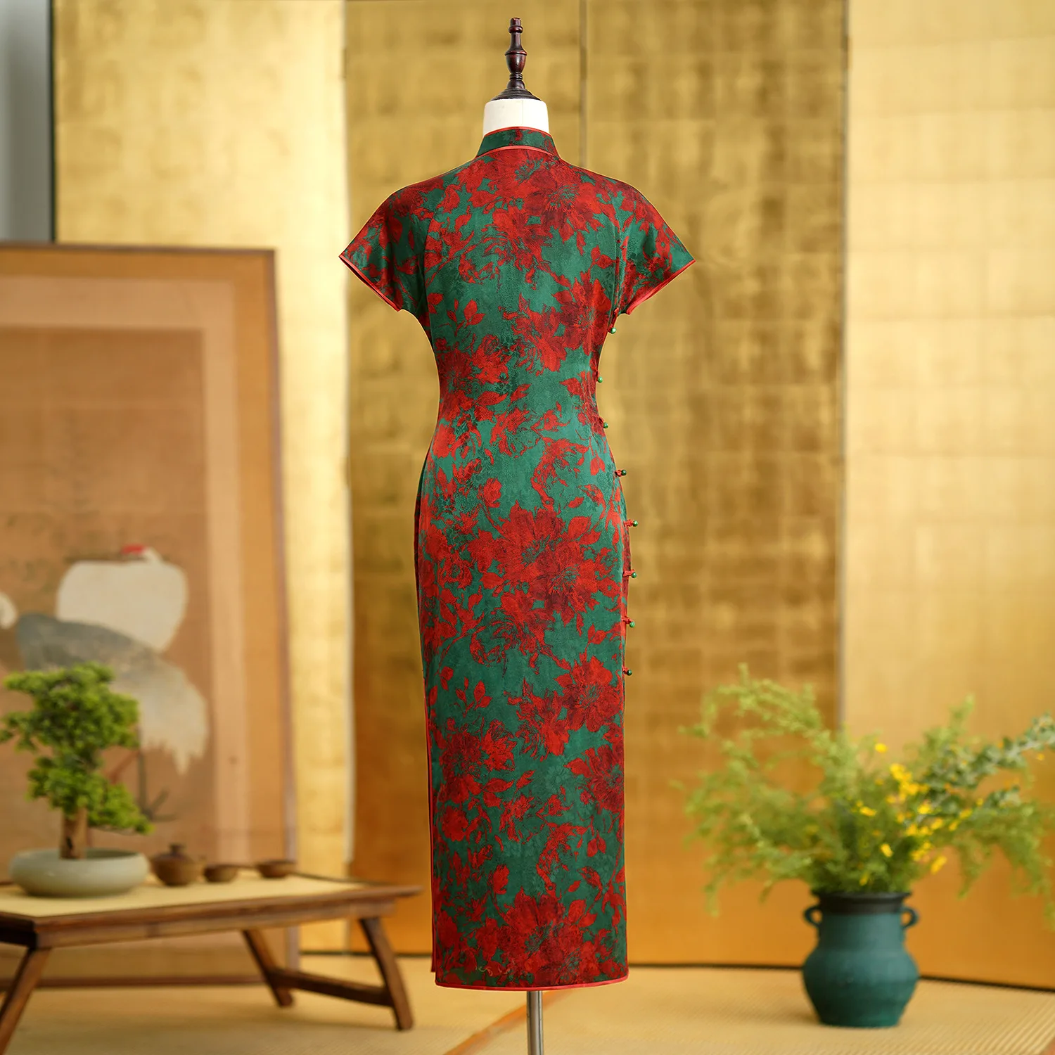 Xiangyun Yarn Heavy High Quality Real Silk Vintage Cheongsam Qipao Women's Clothing Dress Daily Gambiered Guangdong