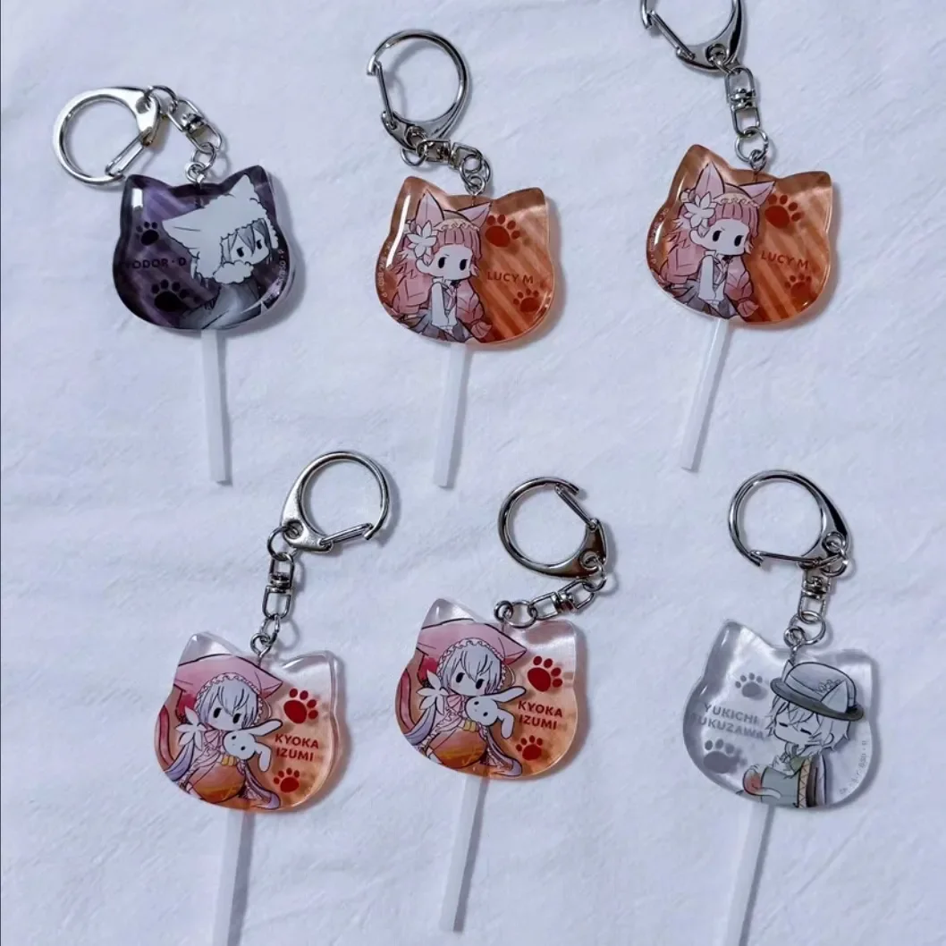 Anime Fyodor D Ryunosuke Akutagawa Atsushi Cosplay llavero acrílico llavero de dibujos animados accesorios colgantes de caramelo regalo de Navidad