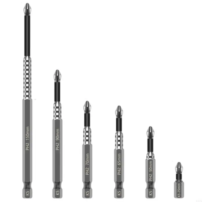 

X9FA 6Pcs Screwdriver Bit Nonslip Shank Impact Drill Bit Crossed Bit