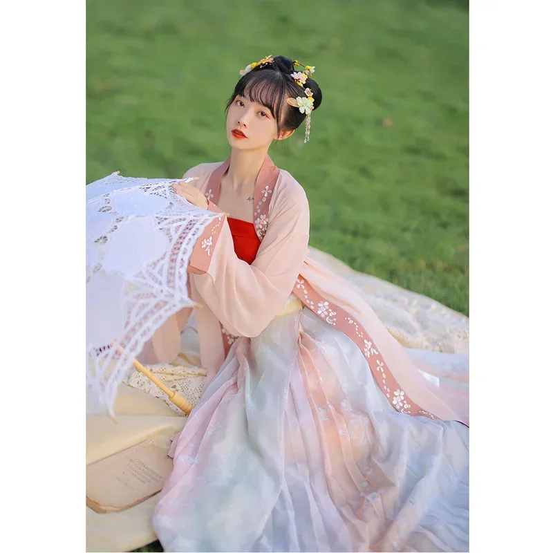 Song Dynasty Women Chinese Traditional National Hanfu Set Skirt Folk Fairy Dance Costume Clothing Lady Oriental Cosplay Clothing