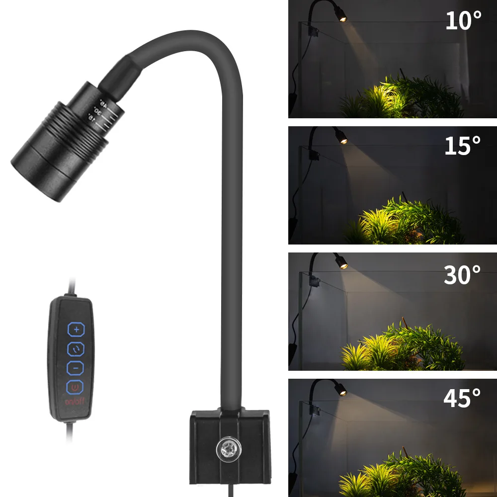 

Fish Tank Spot Lamp Mini Aquarium LED Spotlight Ornamental Clip-on Light with USB-5V 3W