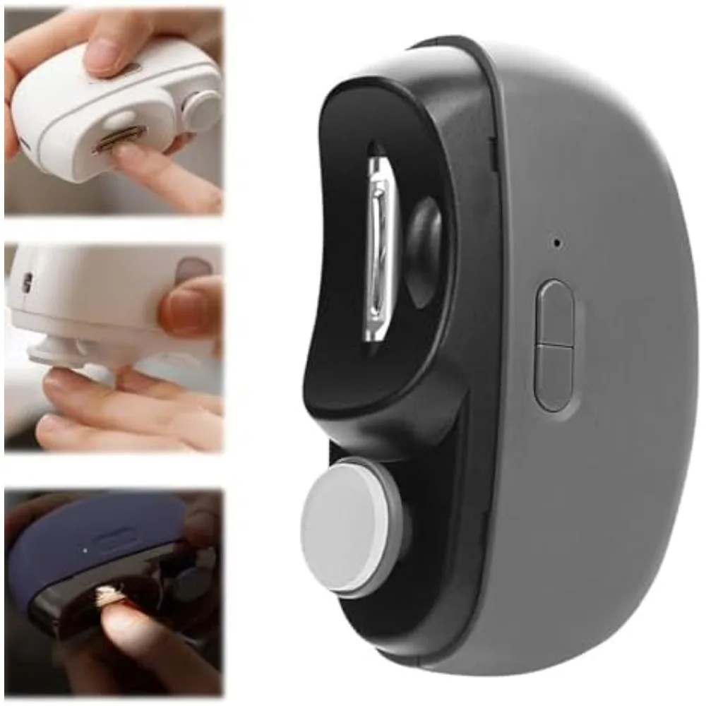 

Grey Cordless Electric Nail Clipper with LED Light, 2 Speed Adjustable Automatic Nail Trimmer, Safe Fingernail