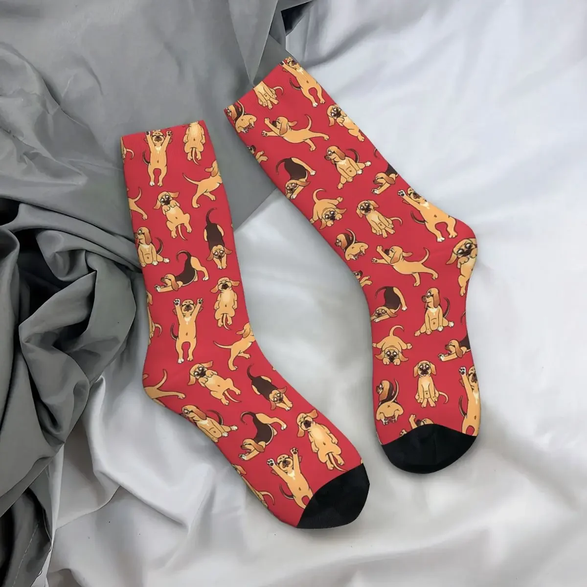 

Носки All Seasons Crew Stockings Puggles Dog Socks, повседневные длинные носки для мужчин и женщин, подарки на День святого Валентина