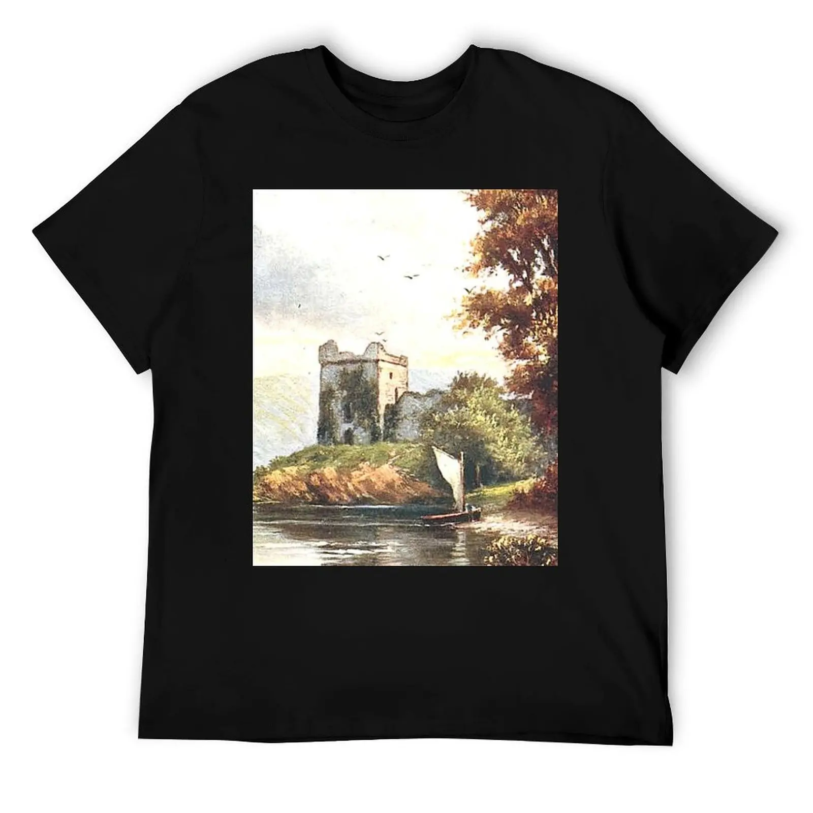 

Vintage Illustration of Urquhart Castle, Loch Ness T-Shirt printed t shirts for man t shirts for man graphic vintage T-Shirt
