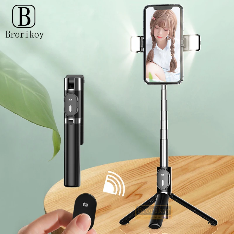 Обновленный портативный штатив для селфи, Bluetooth-Трипод с 2 отделениями для телефона, с дистанционным затвором, подходит для смартфонов Android и IOS