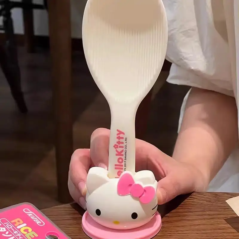 Hello Kitty пластиковая большая ложка для риса, кухонные инструменты, электрическая рисоварка, детали для хранения, лопата для риса с основанием, украшение для рабочего стола