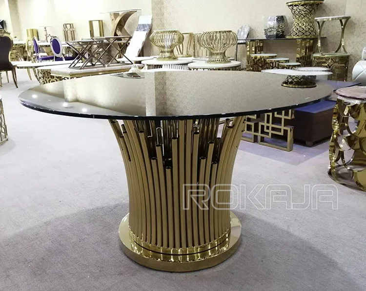 Marble Top Dining Table Set 6 8 Chairs Stainless Steel Leg Glass Outdoor Wedding Home Round Dining Room Table Set