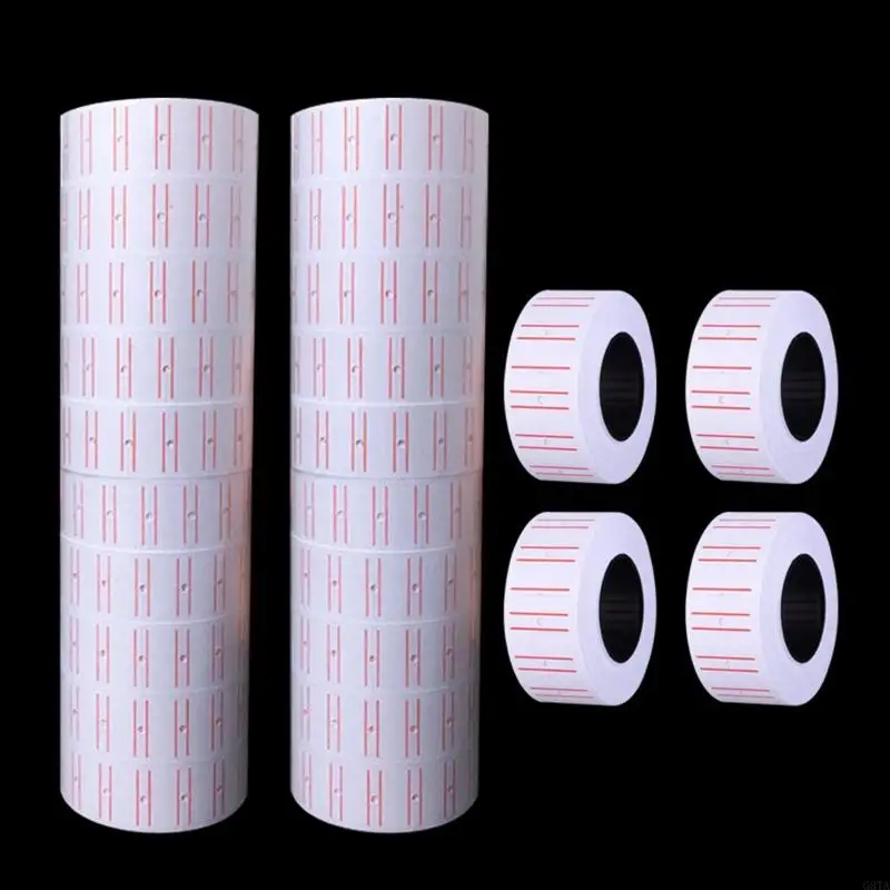 G8TA 10 Rolls Adhesive Price Labels Paper Tag Sticker Single Row for Price Labeller Grocery Office Supplies