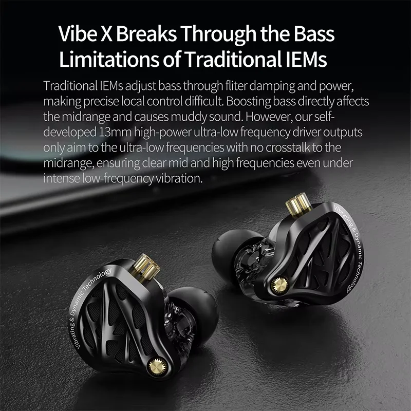 Hot Kz Vibe X Low Frequency Vibration Earbuds Hifi Deep Bass Headset Stereo Sound In-Ear Earphones For Music Gaming In Stock
