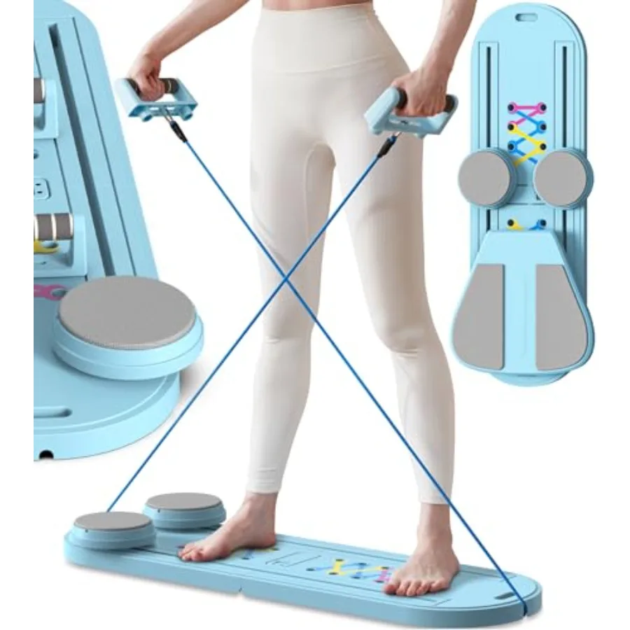 

Pilates Board Reformer Machine Set - Foldable Home Pilates Equipment, 6-in-1 Multifunctional Pilates Sliding Board for Women/Me