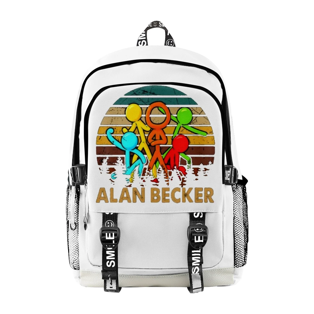 Alan Becker Merch Young Youtuber Zipper Backpack Children Kids School Bag Unique Daypack 2023 Unisex Traval Bag Oxford Cloth