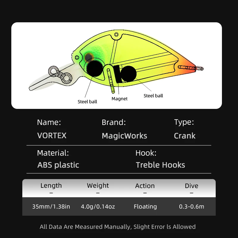 Magic Works Micro Crankbait 35mm MR 4.0g Bass Crankbait Galleggiante Mini esca dura Esche da pesca in fiume Richiamo artificiale Esche persico